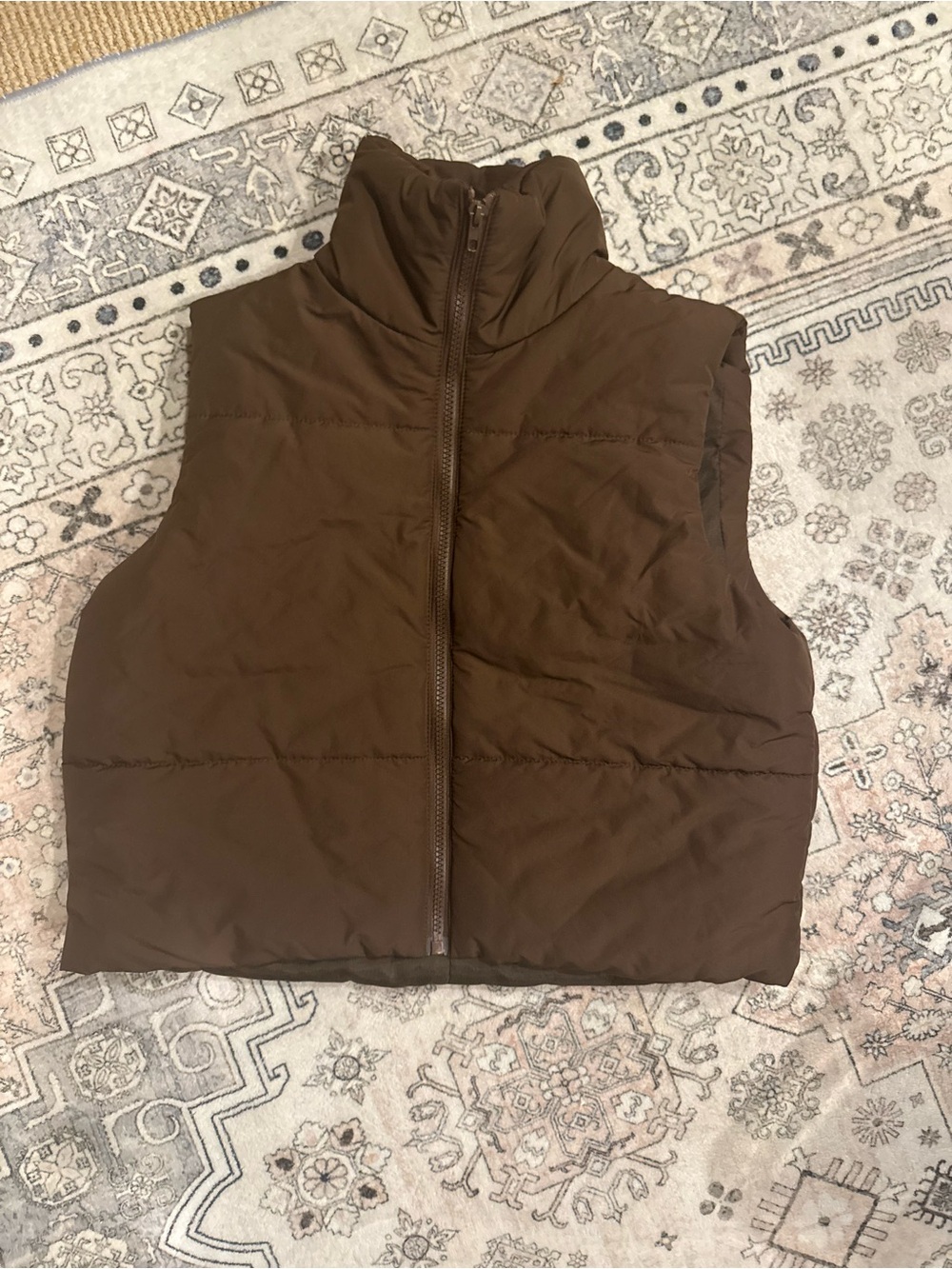 SHEIN Chocolate Brown Quilted Puffer Vest